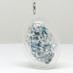 Leklai KAEW bicolore (bianco e azzurro) e Ko Ti Pi incapsulato per pendente