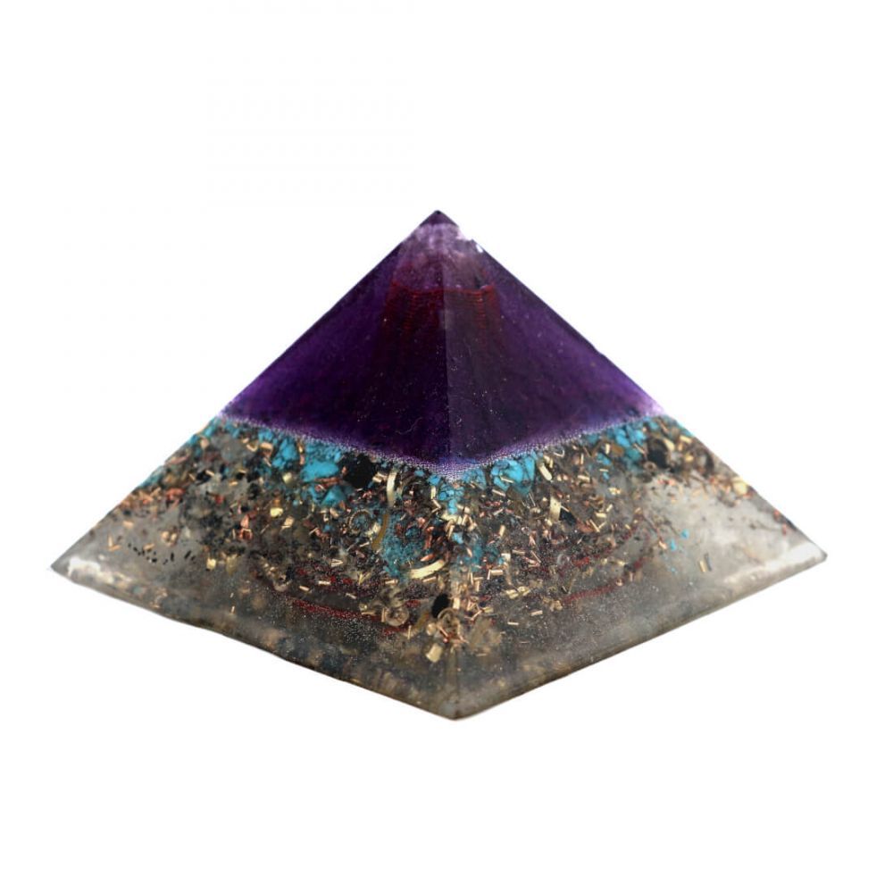 Piramide in orgonite e shungite Blue Sky Nature a sezione cheope