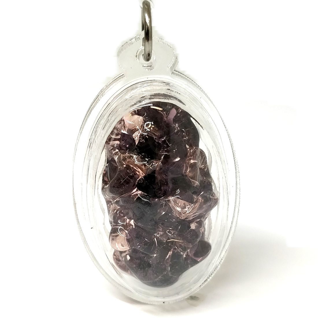 Leklai KAEW bicolore violetto e rosa e Ko Ti Pi incapsulato per pendente