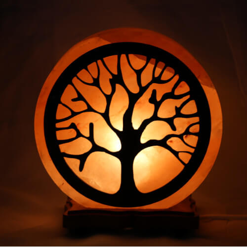 Lampada OMBRA di sale rosa himalayano Albero della vita