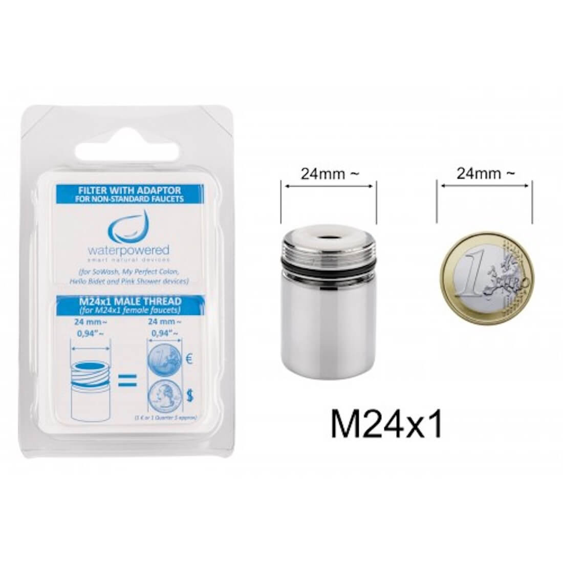 Filtro con adattatore non standard (accessorio) - Adattatore M24x1 per tutti i prodotti Waterpowered