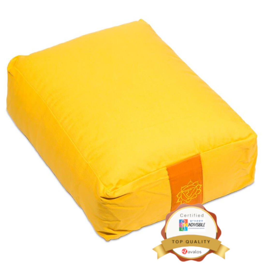 Yoga cuscino bolster per meditazione yoga giallo 3° chakra rettangolare 38x28x15 cotone e grano saraceno