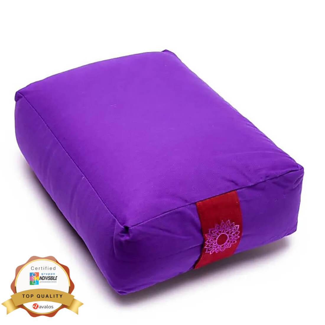 Yoga cuscino bolster per meditazione yoga viola 7° chakra rettangolare 38x28x15 cotone e grano saraceno