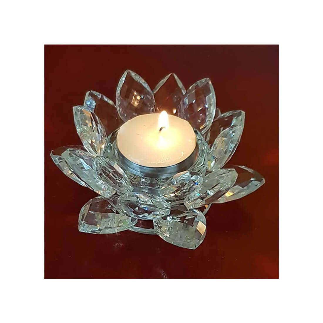Portacandele Loto cristallo trasparente cm 4.5x11